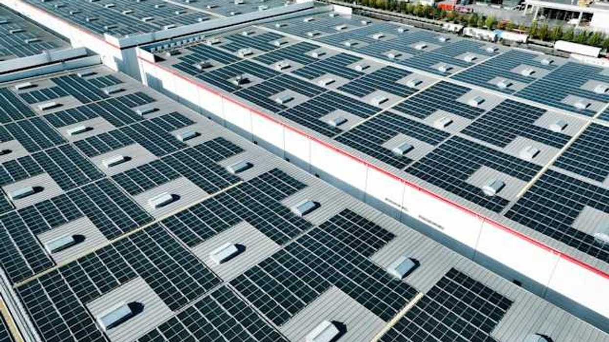 Warehouse exteriors with solar on the roofs