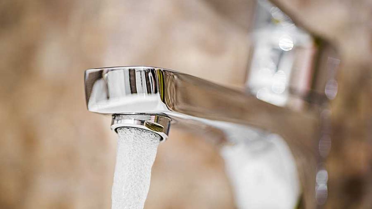 Water coming from a kitchen faucet