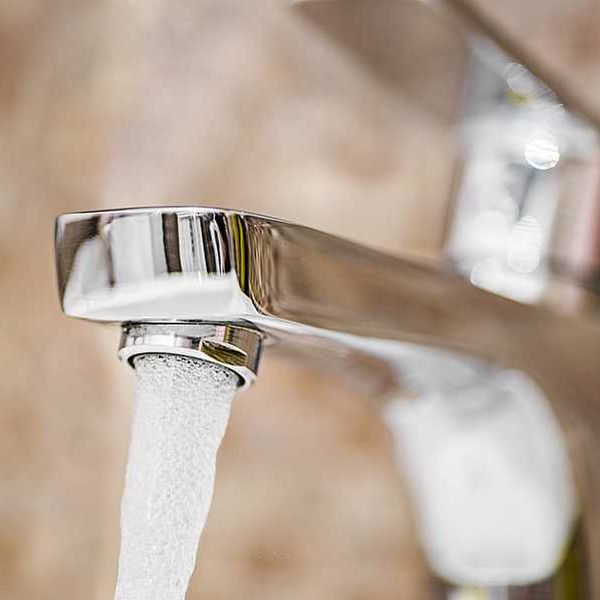 Water coming from a kitchen faucet