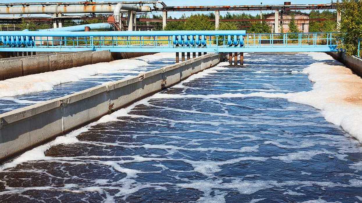 Water flowing through a wastewater treatment facility