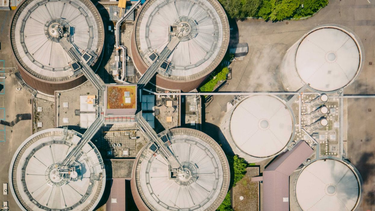 Water treatment plant viewed from above