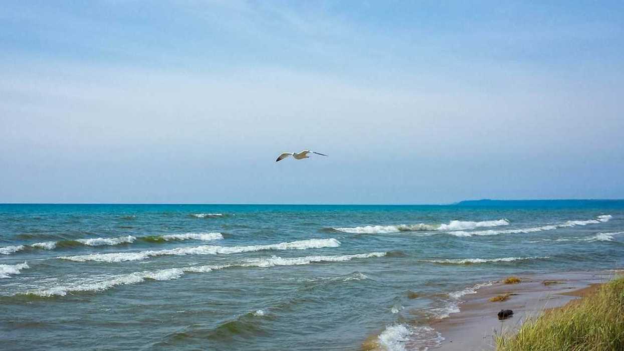 Waves and water on a lake Michigan shoreline