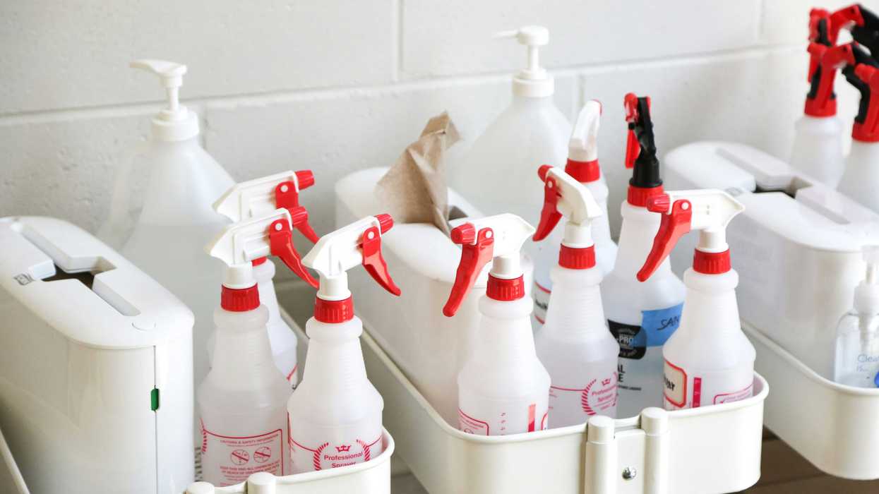 white plastic bottles on white plastic container.
