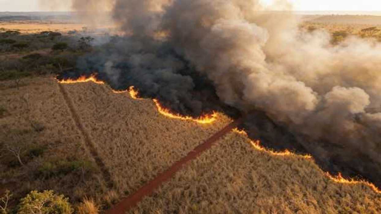 Wildfire smoke billowing from a brush fire