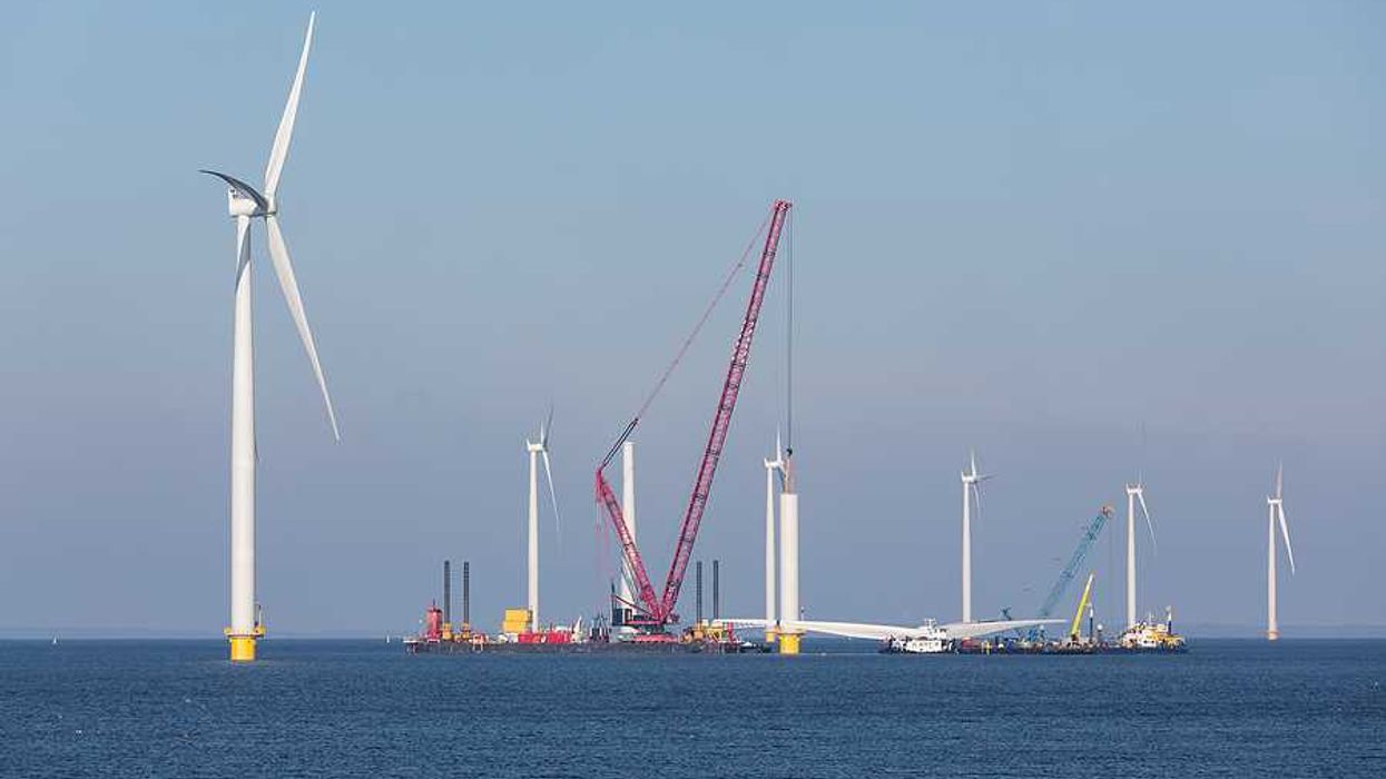 Wind turbines being built in the ocean