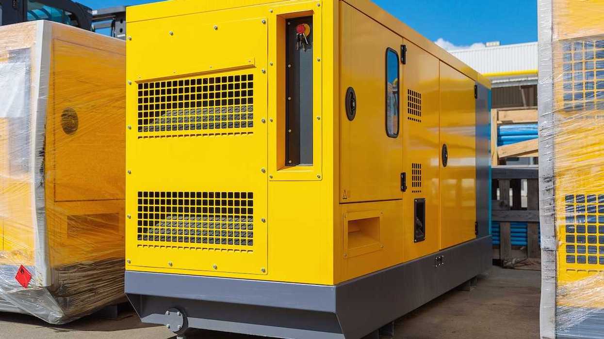 Yellow diesel generator for general construction works and emergency services.