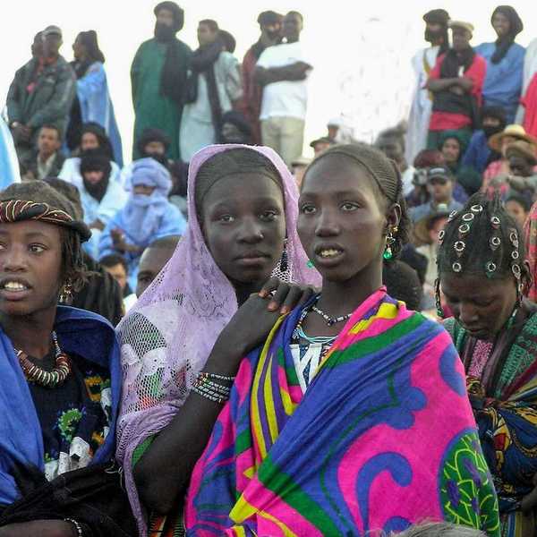 Young Nigerian women in colorful clothing